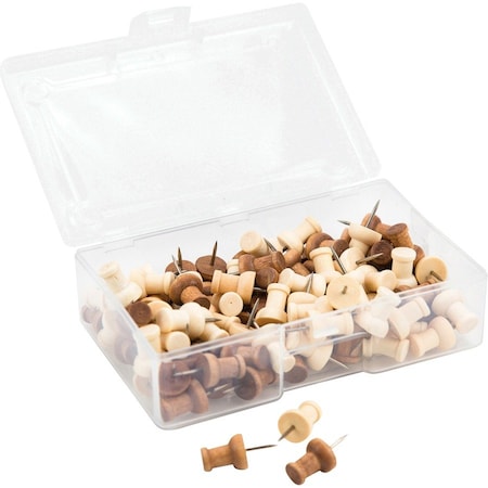 U Brands Pushpins, Wood, 3/8" Shank, 100/PK, Natural 100PK UBR3085U0624